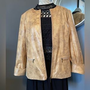 Vintage JM Collection Faux Leather Tan Jacket Size 14